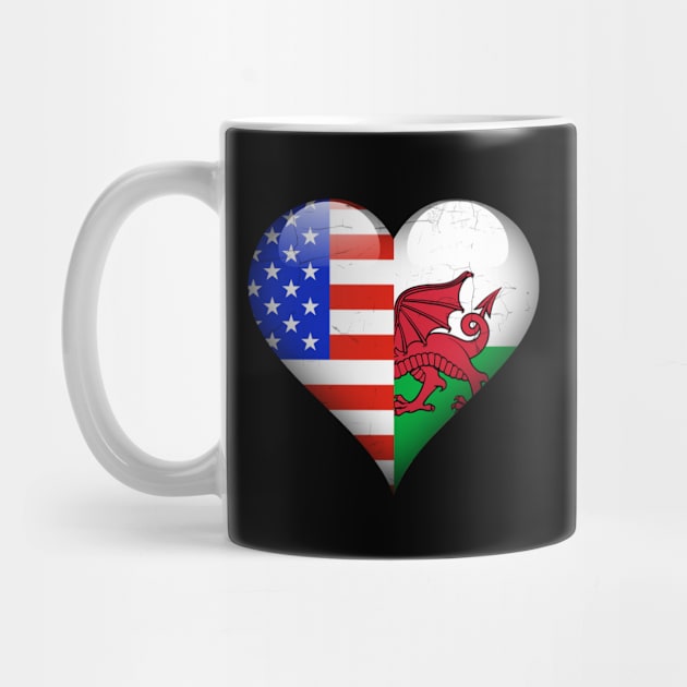 Half American Half Welsh - Gift for Welsh From Wales by Country Flags